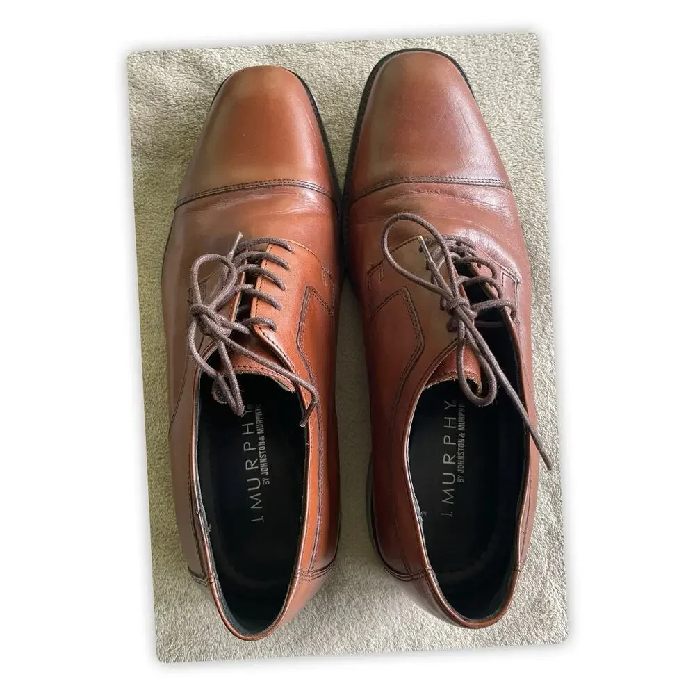 J. Murphy by Johnston & Murphy Brown Leather Oxford Dress Shoes 12W 59-11566